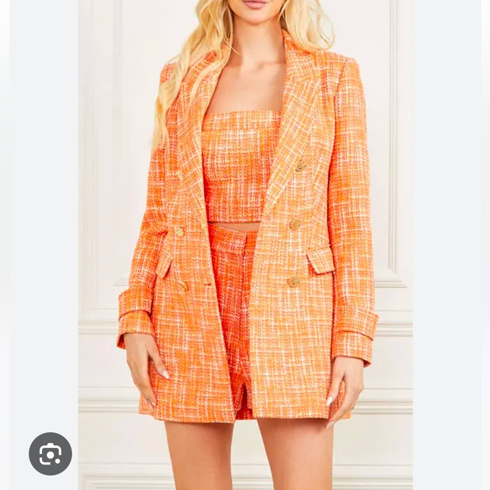 Marciano Orange Tweed Blazer & Suit Jacket - Size M (6) - Picture 5 of 11
